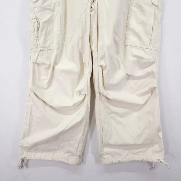 Jaded London Ecru Parachute Cargo Pants Size Small Baggie 30" Elastic Waist - Picture 10 of 15